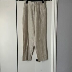 Talbots Petites Linen Pants Irish‎ Linen Beige Trousers Lightweight Size 6